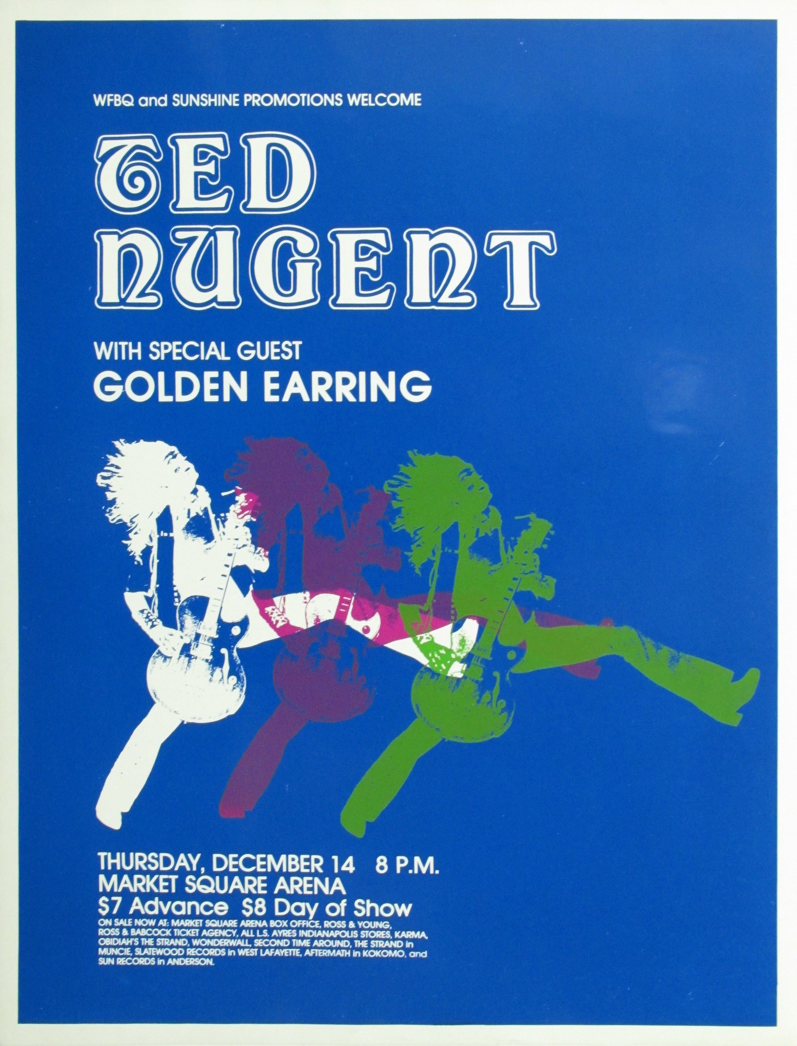 Ted Nugent with Golden Earring show Poster December 14 1978 Indianapolis - Market Square Arena